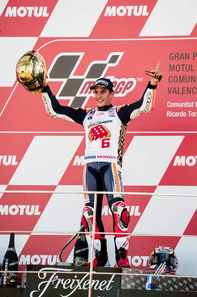 Novembre 2017 Valencia Spagna Gara Motogp Marc Marquez Festeggia Suo — Foto Stock