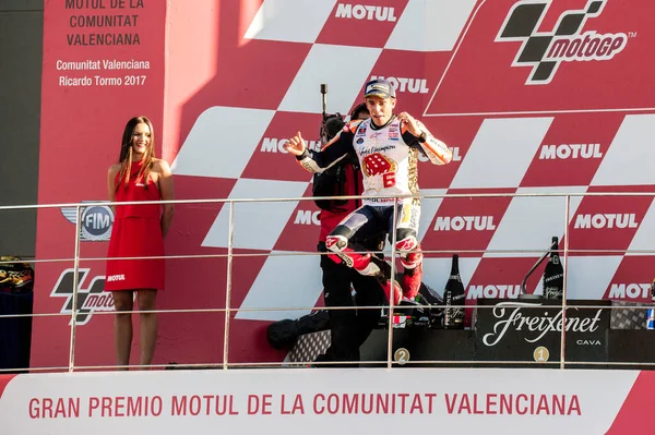 Νοέμβριος 12Nd 2017 Βαλένθια Ισπανία Motogp Αγώνας Marc Marquez Γιορτάζει — Φωτογραφία Αρχείου
