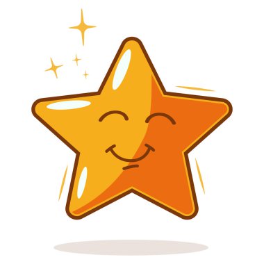 Gülen çizgi film yıldızı vektör karakteri beyaz arka planda izole edildi.