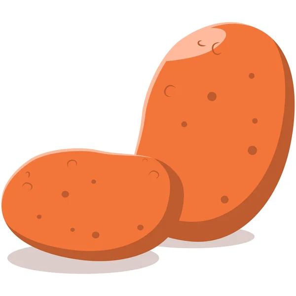 Two Potato Vegetable Cartoon Vector Icon Isolated White Background — Stock Vector