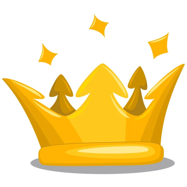 Золотая Корона Мультфильм Вектор Значок Королевского Атрибута Изолированы Белом Фоне — стоковый вектор