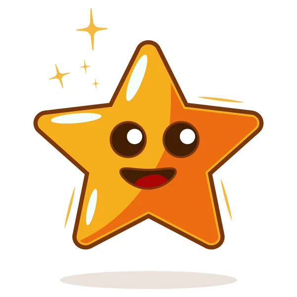 Desenhos Animados Estrela Ouro Personagem Vetor Isolado Fundo Branco —  Vetores de Stock