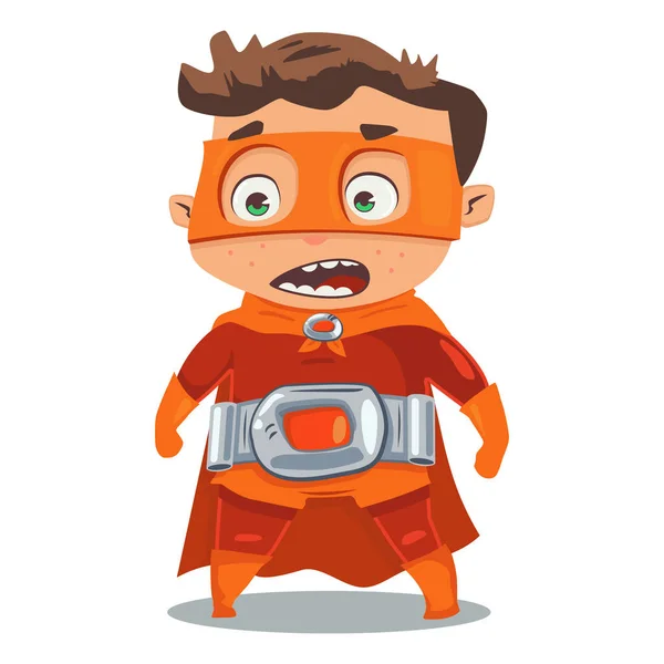 Miúdo Super Herói Disfarçado Vermelho Mascarado Personagem Desenho Animado Vetorial —  Vetores de Stock