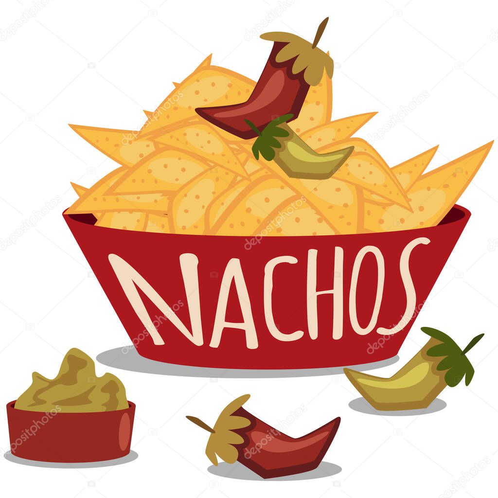 Nachos Con Salsa Guacamole Chile Comida Tradicional Mexicana Placa Chips  Vector de stock por ©roi_and_roi 383413250, image size:1024x1024
