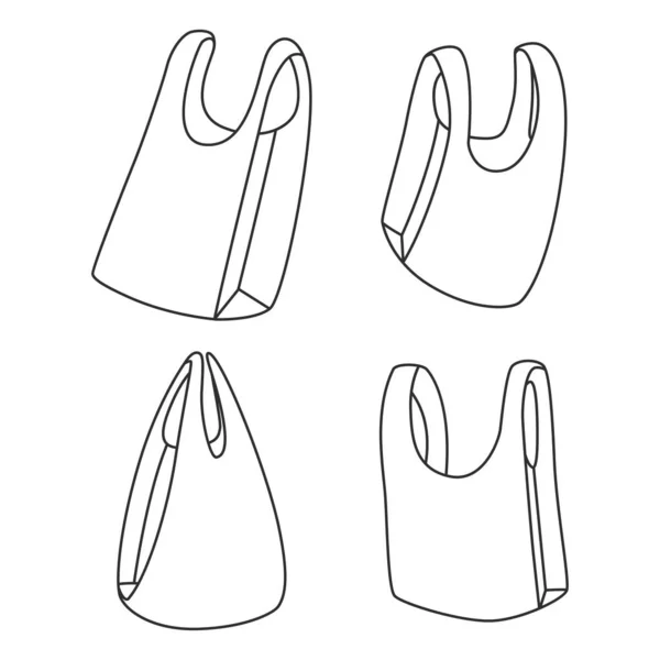 Bolsas Plástico Vector Lineal Iconos Simples Conjunto Aislado Sobre Fondo — Vector de stock