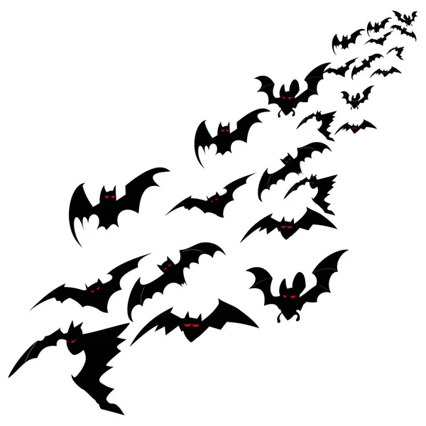 成群的蝙蝠在白色的背景上被隔离 万圣节的矢量图解 — 图库矢量图片