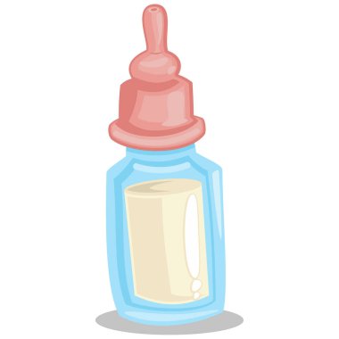 Bebek sütü şişesi. Beyaz arkaplanda vektör karikatür çizimi.