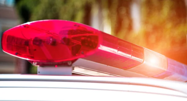 Сигнальна Лампа Поліцейській Машині Крупним Планом Безпека Допомога Право Концепція — стокове фото
