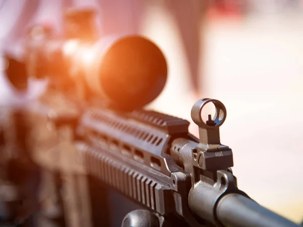 Optischer Blick Auf Waffen Aus Nächster Nähe Gefahr Ziel Terrorismus — Stockfoto