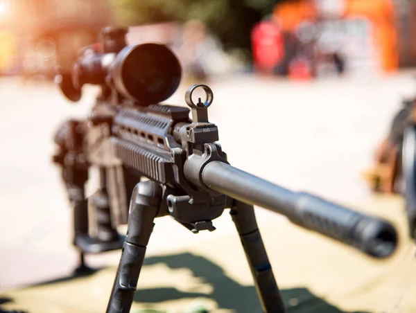 Optischer Blick Auf Waffen Aus Nächster Nähe Gefahr Ziel Terrorismus — Stockfoto