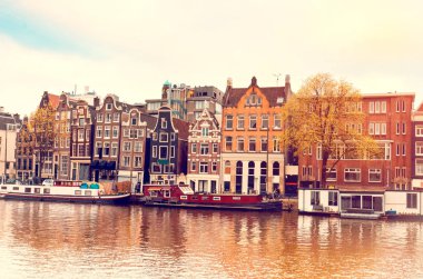 Güzel sihirli sonbahar manzara Amsterdam, Hollanda. inanılmaz yerler. popüler turistik atraction