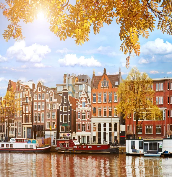Güzel Sihirli Sonbahar Manzara Amsterdam Hollanda Inanılmaz Yerler Popüler Turistik — Stok fotoğraf