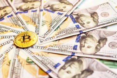 Dolar ve bikonun, dijital para biriminin ve internet üzerindeki finansal işlemlerin (rota, takas, ticaret, çember - kavram) artan rolünün soyut bir sembolü olması)