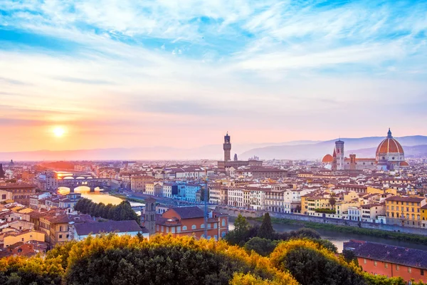 Een Fantastisch Panoramisch Uitzicht Florence Van Michelangelo Plein Bij Zonsondergang — Stockfoto