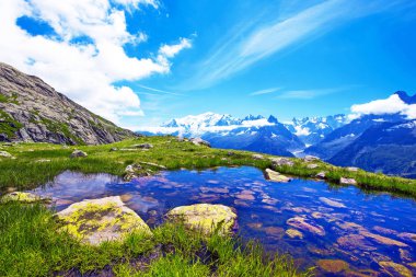 Fransız alp Mont Blanc arka planda fantastik görünümü