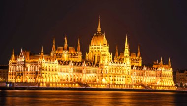 Budapeşte, Macaristan'da Parlamento'nun pitoresk görünümü, 