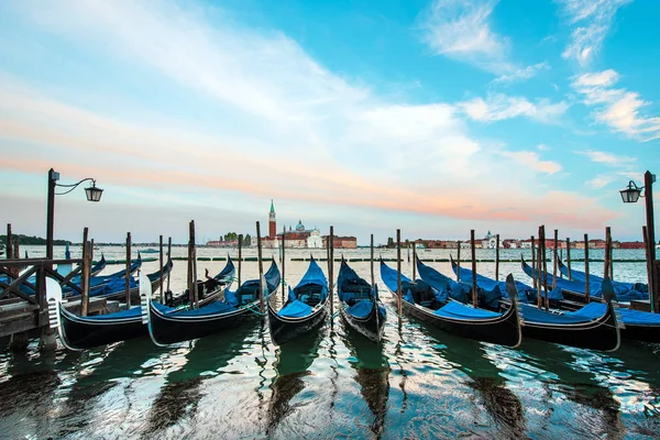 Mystical landscape with gondolas on the Grand Canal on the backg — Stock Photo, Image