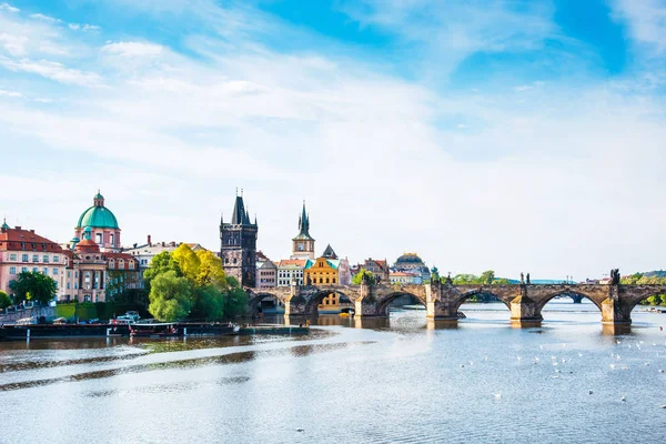 Picturesque magical beautiful landscape with Charles Bridge on t — Stock Photo, Image
