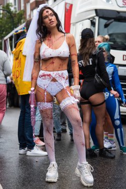 Kopenhag, Danimarka - 17 Ağustos 2019: Kopenhag Pride'ın en büyük yıllık insan hakları festivalikatılımcıları.