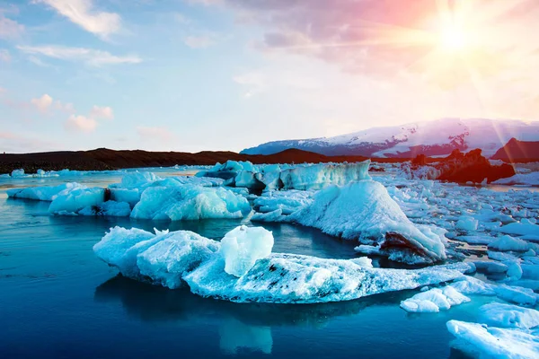 Vista Mágica Con Profundidades Hielo Famosa Laguna Glacial Jokulsarlon Islandia — Foto de Stock