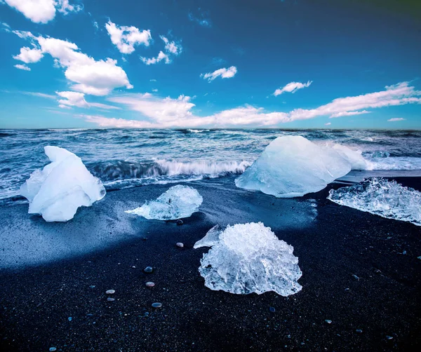 Чарівний Чарівний Красивий Ландшафт Шматочками Льоду Скульптура Diamond Beach Біля — стокове фото