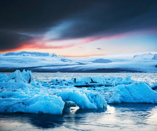 Paisaje Mágico Con Profundidades Hielo Famosa Laguna Glaciar Jokulsarlon Islandia — Foto de Stock