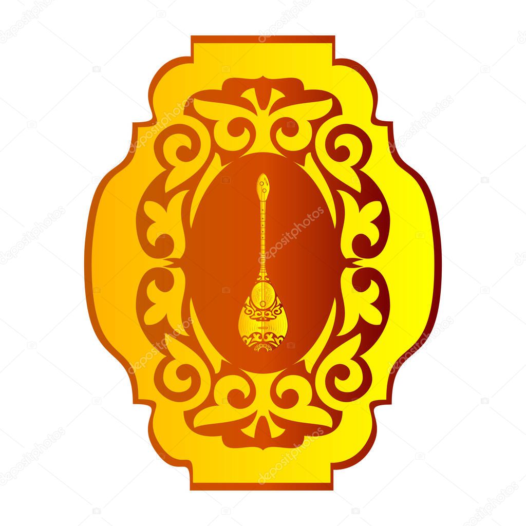 Dombra. National instrument. Pattern, ornament. Sketch. Logo
