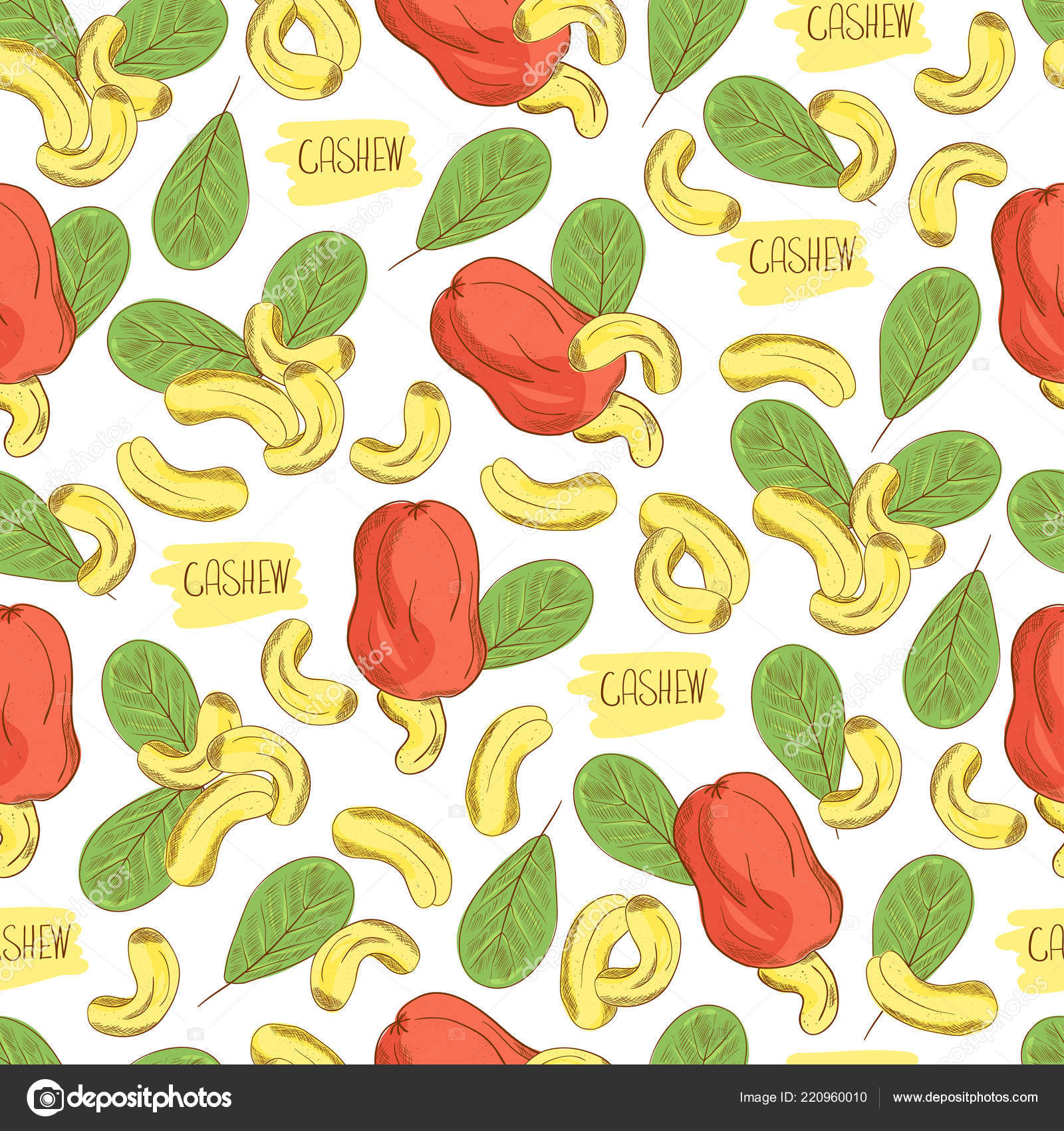 Cashew. Sketch. Background, wallpaper, seamless. Can be used on