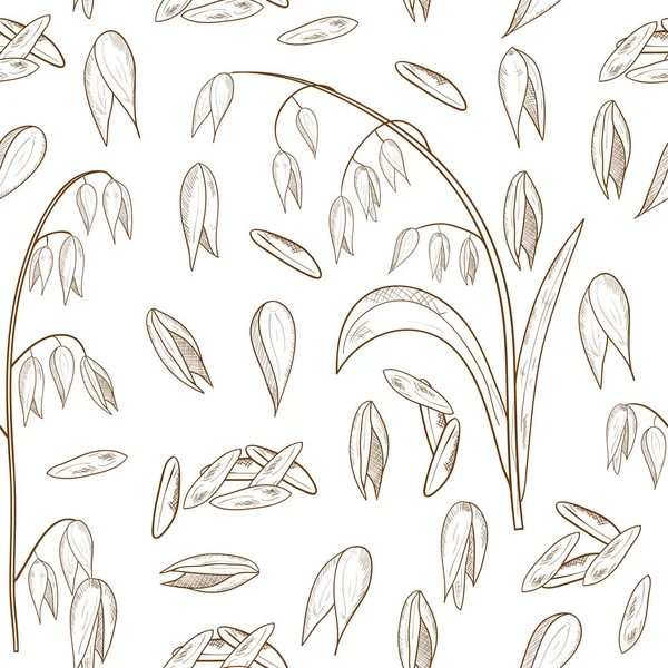 Haver. Granen. Borstel, graan. Achtergrond, wallpaper, naadloze. Plain, schets — Stockvector