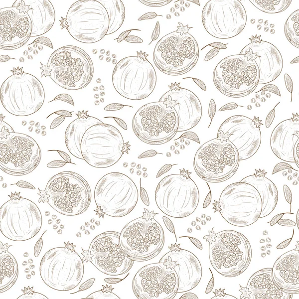 Pomegranate. Background, wallpaper, seamless, sketch. Monochrome