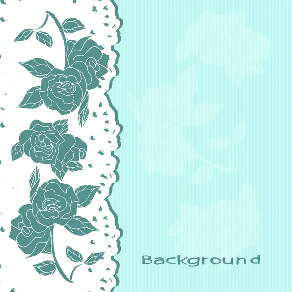 Blue background, texture. Card with roses. — Stock Vector