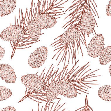 Sedir. Külah, iğneler. Arka plan, duvar kağıdı, sorunsuz, doku. Kroki