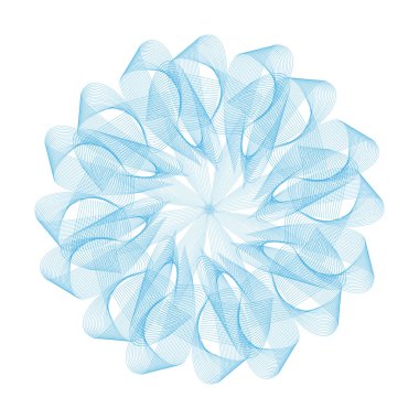 Guillochlu. Bir koruyucu tabaka kullanılabilmesi için sertifika, diploma, banknotlar için. Mavi. Beyaz bir arka plan üzerinde.