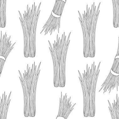 Vetiver. Plant. Leaves. Texture, background, wallpaper, seamless. Monochrome. Sketch. clipart