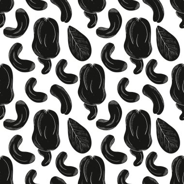 Kaju. Bir chened silueti beyaz zemin üzerinde. Duvar kağıdı, kesintisiz.