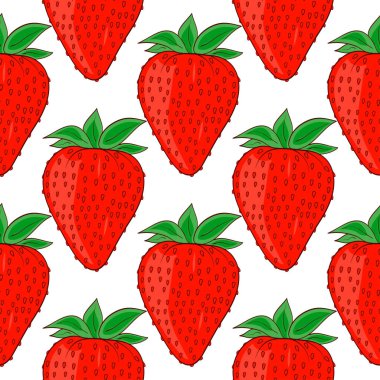 Çilek. Beyaz zemin üzerine kırmızı meyveler. Sorunsuz. Kroki