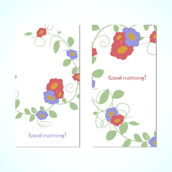 Μοτίβο με λουλούδια. Καλημέρα. Σετ. — Διανυσματικό Αρχείο