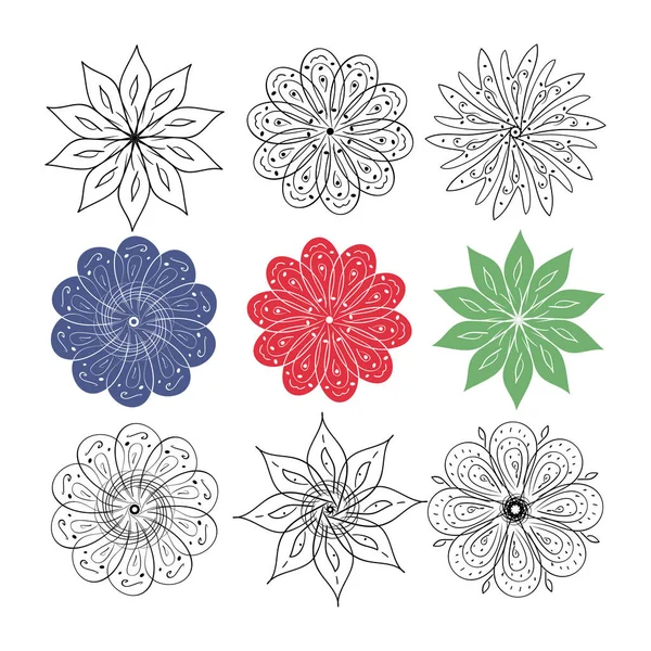 Des fleurs. Prêt. Signe, symbole. Doodle. Risnok noir sur fond blanc . — Image vectorielle