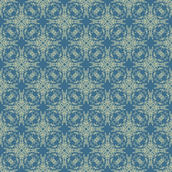 Fondo azul con motivos dorados. Sin fisuras. Vintage . — Vector de stock