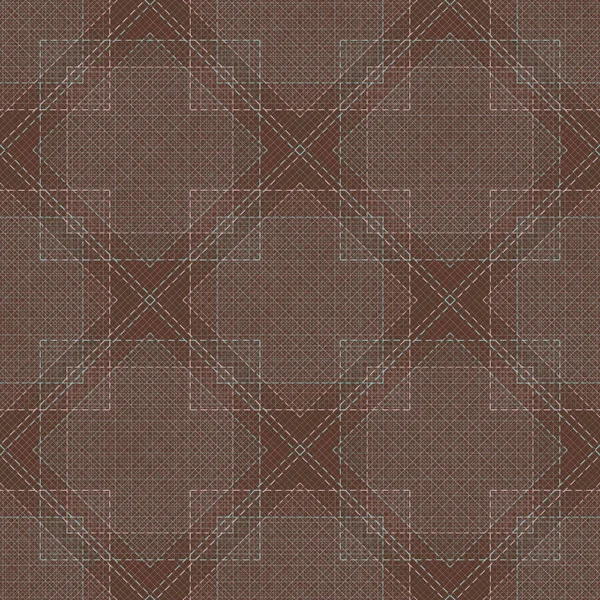 Fondo marrón con patrones geométricos, diamantes, líneas. Abstracto. Sin costuras . — Vector de stock
