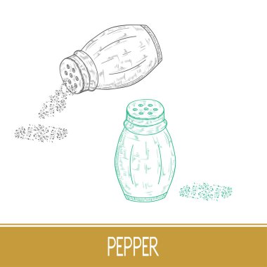 Biber. Toz, bir şişe. Ayarlayın. Kroki.