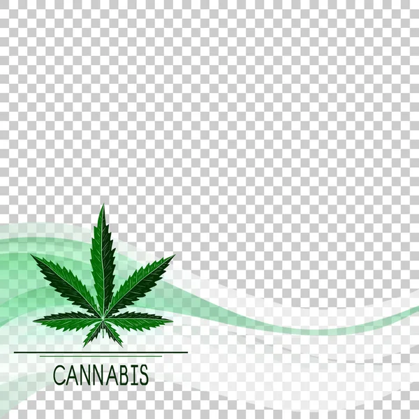 Cannabis. Hoja. Humo, transparencia. Marco de plantilla. Color. Logotipo — Vector de stock