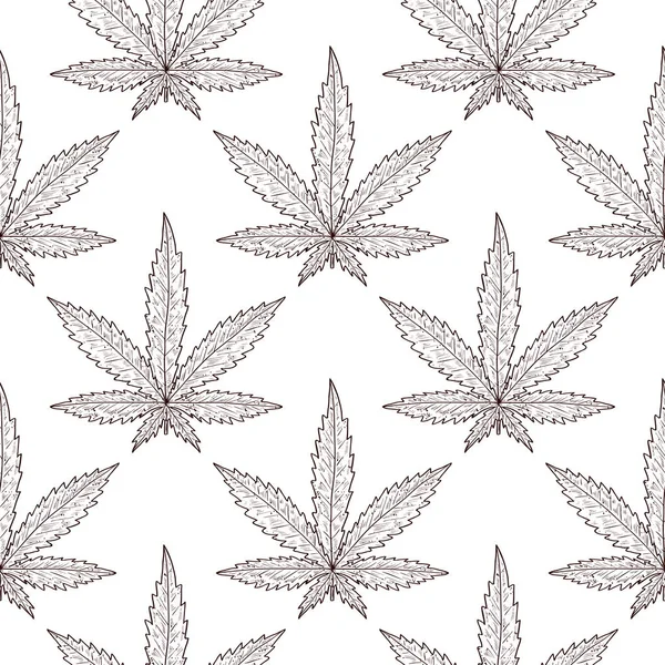 Cannabis. Hoja. Boceto. Monocromo. Fondo de pantalla, fondo, textura, sin costuras . — Vector de stock