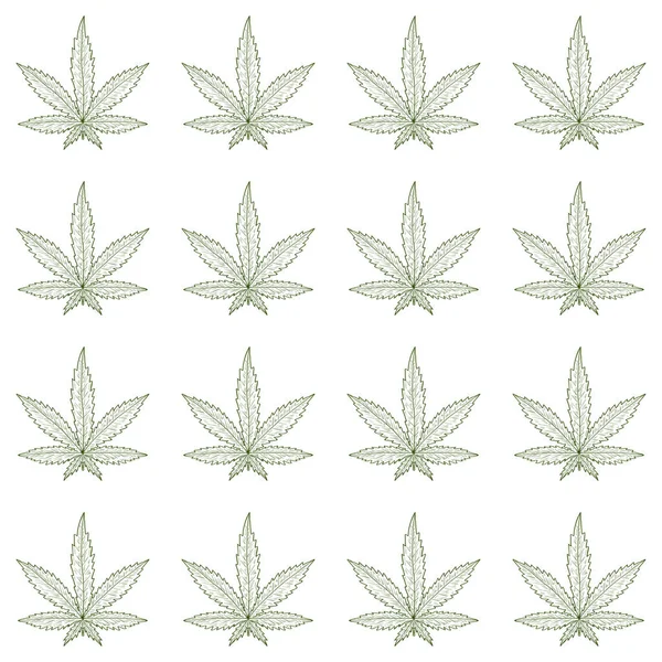 Cannabis. Hojas verdes. Boceto. Monocromo. Fondo de pantalla, fondo, textura, sin costuras . — Vector de stock