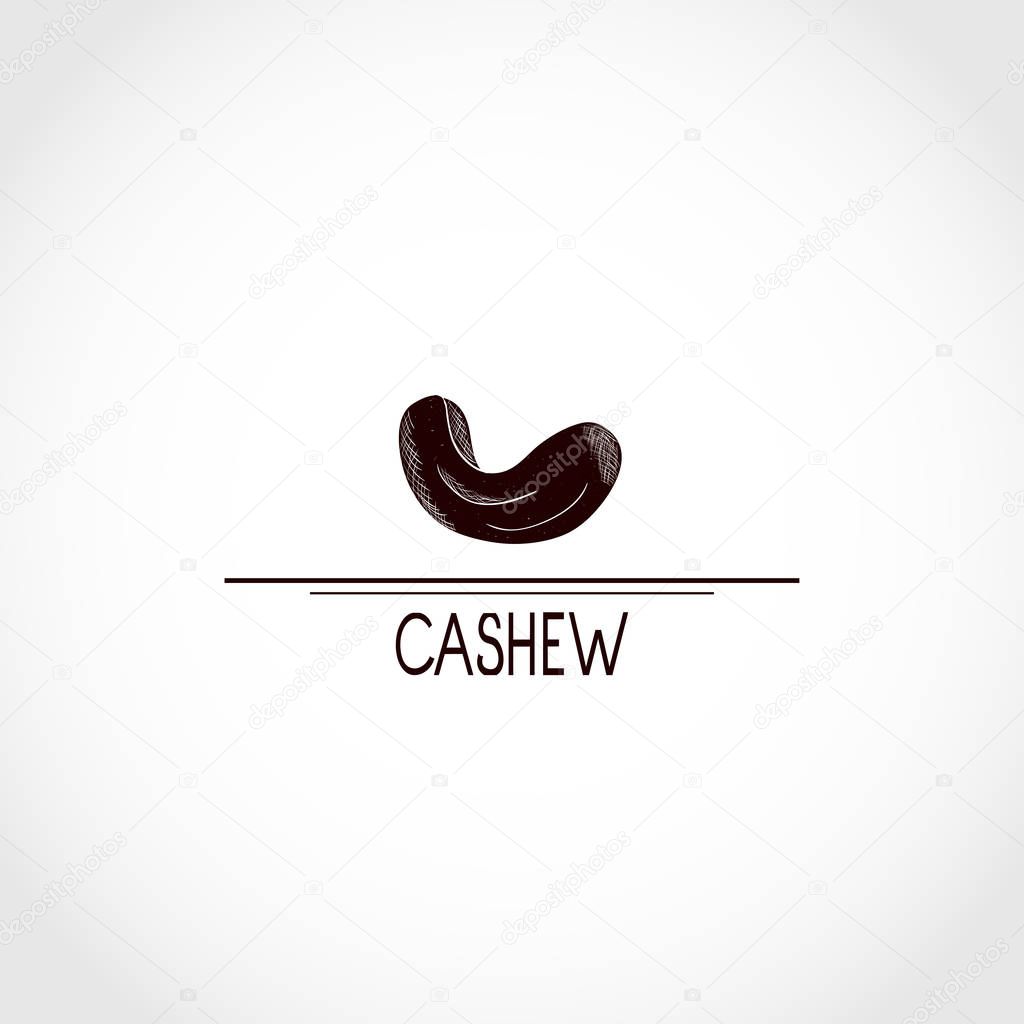 Cashew. Silhouette. Logo, sign, symbol, emblem.