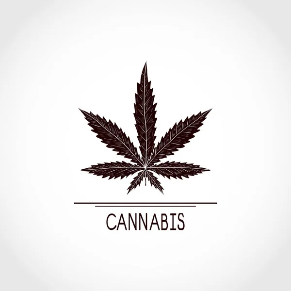 Cannabis. Hoja. Silueta. Signo, símbolo, logotipo, emblema . — Vector de stock