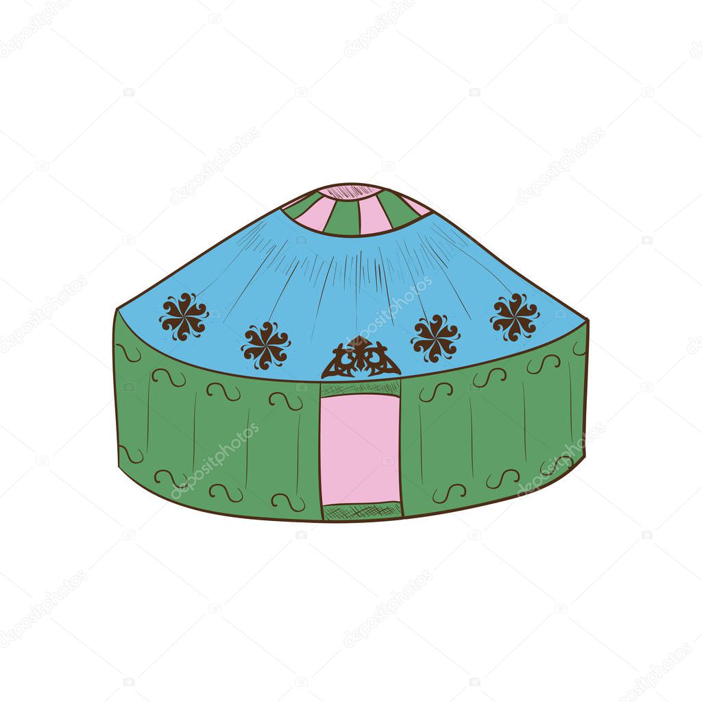 Yurt. Sketch. Doodle. On a white background.