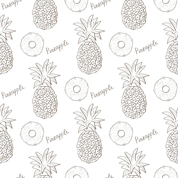 Ananas. Doodle skica. Pozadí tapeta. bezproblémové. Prostý. — Stockový vektor