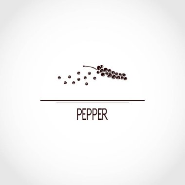 Biber. Bitki. Dal, meyve. Logo, etiket, amblem. Siluet