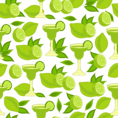 Duvar kağıdı sorunsuz. Martini - kireç margarita. Kroki. Beyaz bir arka plan üzerinde.